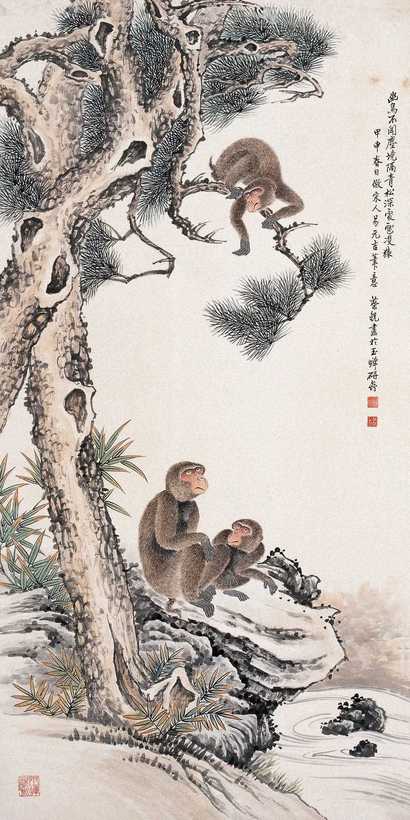 蔡铣 猴图 立轴